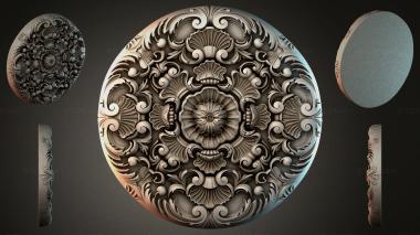Round decor, rosettes Round panel with acanthus ornament and shells 3d model