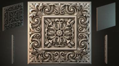 Round decor, rosettes Square panel with acanthus spirals and a floral medallion 3d model