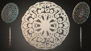 Round decor, rosettes Round carved panel with floral ornament 3d model