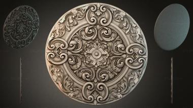Round decor, rosettes Round medallion with swirls and a floral center 3d model