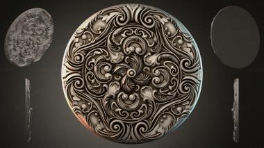 Round decor, rosettes Round rosette with ornate curls and spirals 3d model