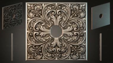 Round decor, rosettes Square panel with acanthus scrolls and a central opening 3d model