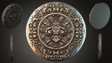 Round decor, rosettes Round rosette with volutes and floral ornament 3d model