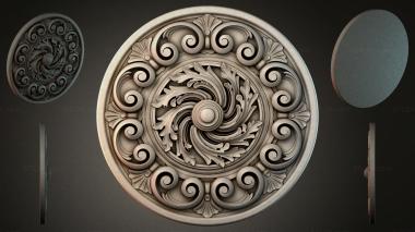 Round decor, rosettes Round rosette with volutes and a spiral center 3d model