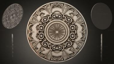 Round decor, rosettes Round ceiling rose with lion masks and radial ornament 3d model