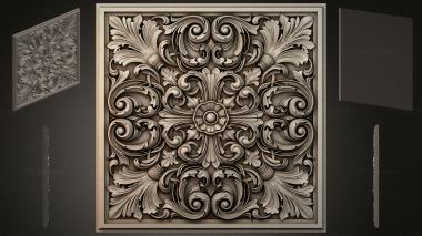 Round decor, rosettes Panel with volutes and a flower - classic ornament 3d model