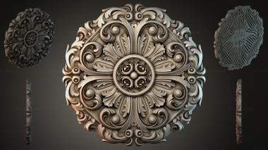 Round decor, rosettes Round rosette with volutes and a central medallion 3d model