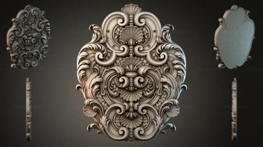 Round decor, rosettes Cartouche with symmetrical scrolls and shells 3d model