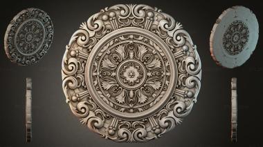 Round decor, rosettes Ceiling rose with swirls and floral center 3d model
