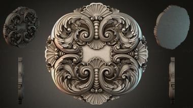 Round decor, rosettes Oval rosette with swirls and shells 3d model