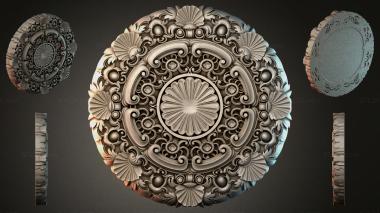 Round decor, rosettes Round rosette with shells and volutes in the Baroque style 3d model
