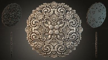 Round decor, rosettes Round carved panel with volutes and leaves 3d model