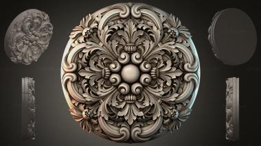 Round decor, rosettes Round rosette with acanthus scrolls and a central sphere 3d model
