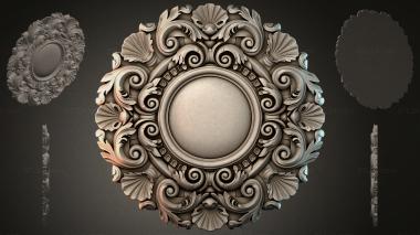 Round decor, rosettes Round rosette with volutes and shells 3d model