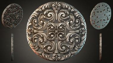 Round decor, rosettes Round rosette with twisted acanthus scrolls 3d model