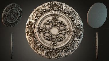 Round decor, rosettes Round rosette with volutes and baroque shells 3d model