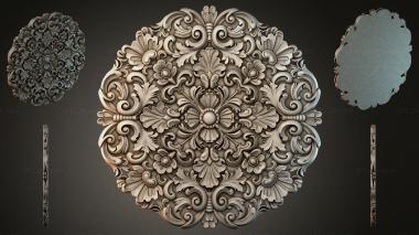 Round decor, rosettes Square rosette with volutes and fan-shaped flowers 3d model