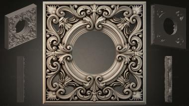 Round decor, rosettes Square frame with volutes and palmettes 3d model
