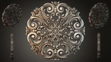 Round decor, rosettes Spiral ceiling rosette with curls 3d model
