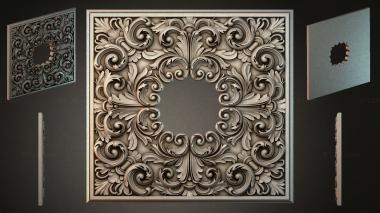 Round decor, rosettes Panel with acanthus ornament and a central medallion 3d model