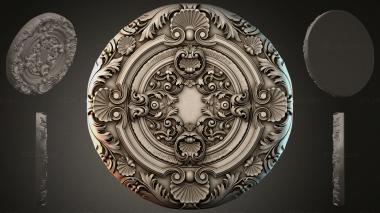Round decor, rosettes Round rosette with acanthus leaves and spiral scrolls 3d model