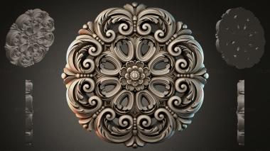 Round decor, rosettes Round rosette with spiral volutes and a central flower 3d model