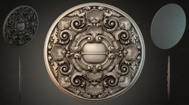 Round decor, rosettes Round rosette with volutes and shells 3d model