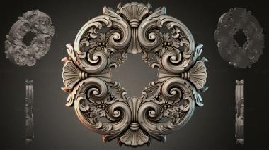 Round decor, rosettes Vector swirls with shells and bows 3d model