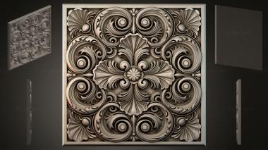 Round decor, rosettes Square panel with volutes and spirals 3d model