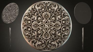 Round decor, rosettes Round rosette with volutes and shells 3d model