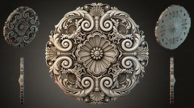Round decor, rosettes Round rosette with swirls and a central flower 3d model
