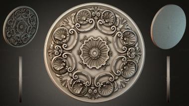 Round decor, rosettes Round ceiling rose with radial flower and volutes 3d model