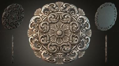 Round decor, rosettes Round panel with volutes and a central flower 3d model