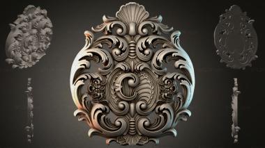 Round decor, rosettes Cartouche with acanthus and scrolls in Rocaille style 3d model