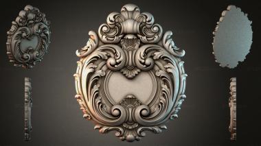 Round decor, rosettes Cartouche with scrolls and Baroque mascarone 3d model