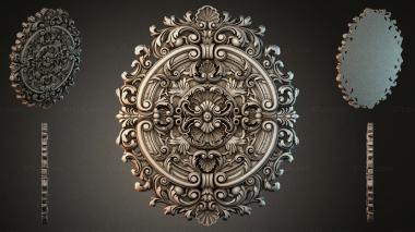 Round decor, rosettes Round rosette with volutes and shells 3d model