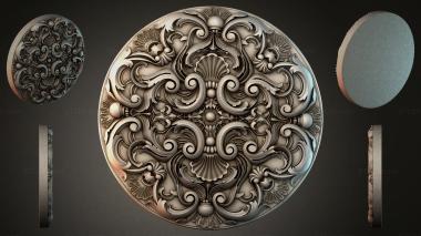 Round decor, rosettes Round rosette with acanthus scrolls and shells 3d model