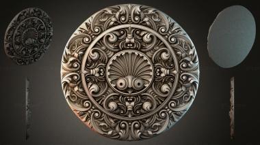 Round decor, rosettes Round panel with volutes and a sink 3d model