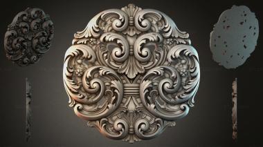 Round decor, rosettes Cartouche with acanthus and volutes 3d model