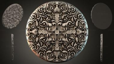 Round decor, rosettes Round carved panel with acanthus scrolls and floral motifs 3d model