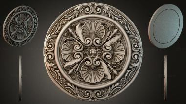 Round decor, rosettes Round ceiling rose with volutes and basins 3d model