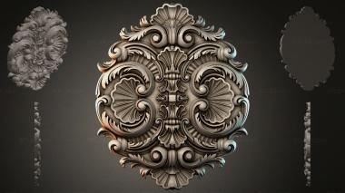 Round decor, rosettes Cartouche with scrolls and shells 3d model