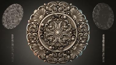 Round decor, rosettes Round ceiling medallion with baroque scrolls and balls 3d model