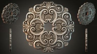Round decor, rosettes Square ornament with volutes and shells 3d model