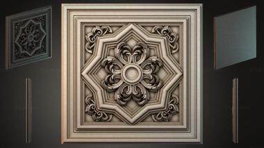 Round decor, rosettes Square ceiling rose with heraldic ornament 3d model