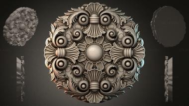 Round decor, rosettes Classic rosette with palmettes and a sphere 3d model