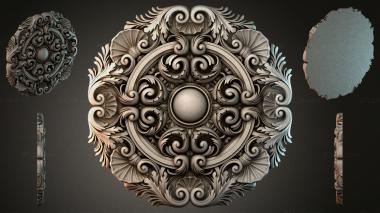 Round decor, rosettes Spiral socket with central sphere 3d model