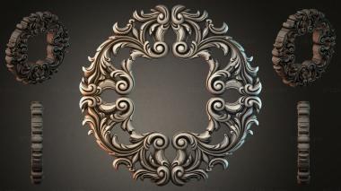 Round decor, rosettes Baroque frame with scrolls and acanthus 3d model