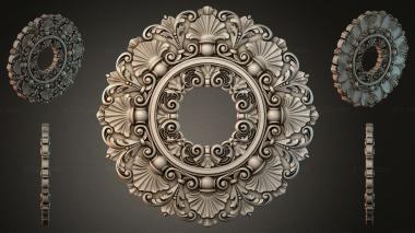 Round decor, rosettes Round rosette with scrolls and shells 3d model