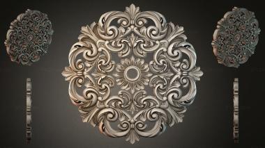 Round decor, rosettes Square medallion with rosette and swirls 3d model